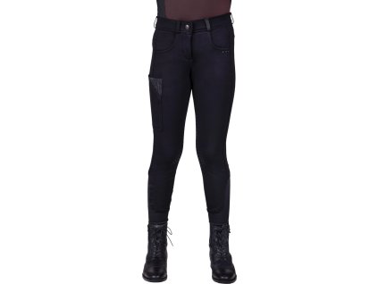 Bryczesy Kae QHP, z silikonowym wykończeniem, dziecięce, czarne