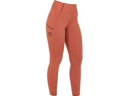 Legginsy Jeździeckie Summer Equestro, z gripem, damskie, redwood