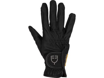 Rękawiczki jeździeckie z błyszczącym Logo Equestro, damskie, czarne