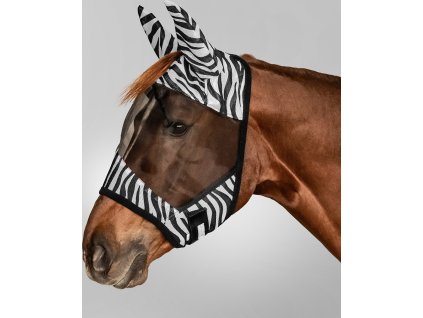 Maska przeciw owadom Zebra Waldhausen, z ochroną uszu, czarno-biała