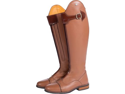 Oficerki jeździeckie Liano HKM, wąska łydka/wysokie, dla dorosłych, brandy