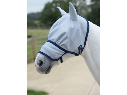 Maska przeciw owadom Buzz-Off Bucas, z ochroną uszu i nosa, silver/navy