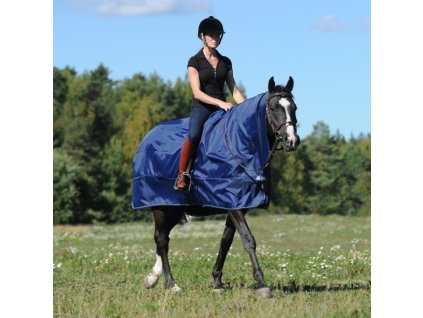 Wodoodporna derka Rain Bucas, z kapturem, do jazdy, 0 g, navy