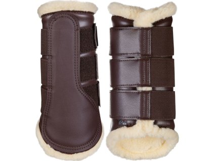 Ochraniacze na ścięgna Comfort HKM, ze skórą jagnięcą, para, dark brown