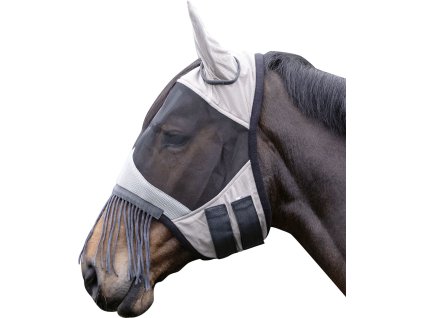 Maska przeciw owadom z frędzlami HKM, z ochroną uszu/z frędzlami, silver/grey