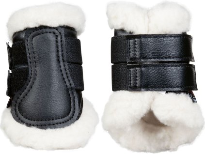 Ochraniacze ujeżdżeniowe Comfort Shetty HKM, z owczą skórą, para, czarne