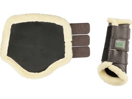 Ochraniacze ujeżdżeniowe USG, z jagnięcą skórą, para, brązowe
