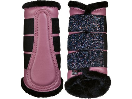 Ochraniacze na ścięgna Sparkle HKM, ze skórą jagnięcą, para, lavender