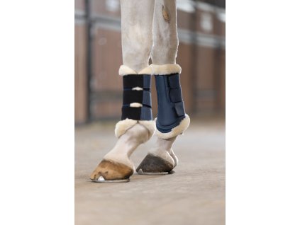 Ochraniacze Comfort Mesh HKM, z owczą wełną, para, czarne