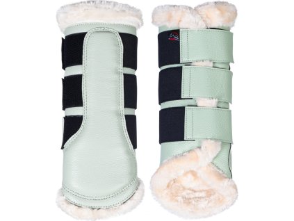 Ochraniacze ujeżdżeniowe Comfort Premium HKM, z owczą skórą, para, light green