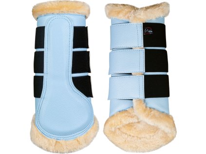 Ochraniacze ujeżdżeniowe Comfort Premium HKM, ze owczą skórą, para, baby blue