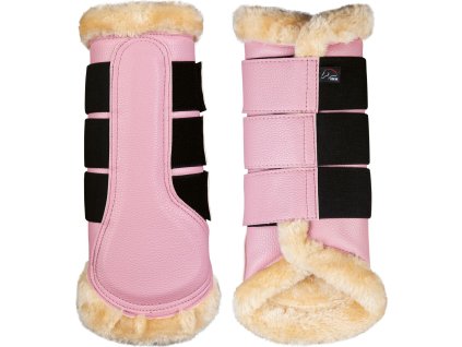 Ochraniacze ujeżdżeniowe Comfort Premium HKM, z jagnięcą skórą, para, jasnoróżowe
