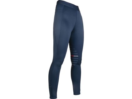 Legginsy jeździeckie sportowe HKM, z lejem, zimowe, deep blue