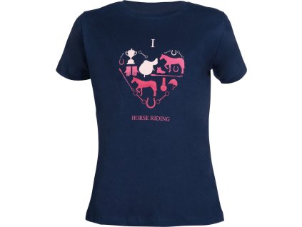 Koszulka I love horse riding HKM, damska, navy