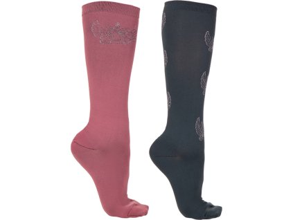 Podkolanówki Veerle QHP, 2 pary, soft pink/teal