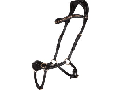 Ogłowie bezwędzidłowe anatomiczne QHP, czarne