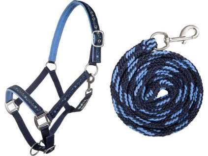 Kantar i uwiąz HKM, deep blue/baby blue