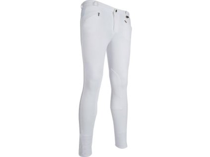 Bryczesy Basic HKM, z lejem kolanowym, męskie, białe