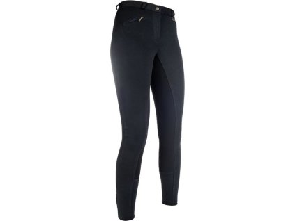 Bryczesy Basic Belmtex HKM, z pełnym lejem skórzanym, czarne