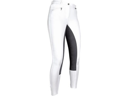 Bryczesy Basic Belmtex HKM, z pełnym lejem skórzanym, white/black