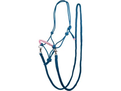 Kantar sznurkowy z wodzami Strass HKM, azure/rose