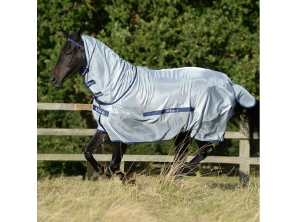 Derka przeciw owadom Buzz-Off Bucas, ze zintegrowanym kołnierzem, srebrno-granatowa