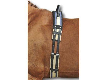 Pas do lonżowania HKM, deep blue/beige (Rozmiar PONY)