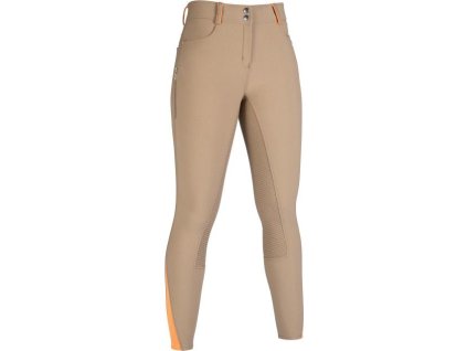 Bryczesy Lyon HKM, z silikonowym wykończeniem, damskie, sand