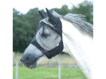 Maska przeciw owadom Fly Cover Pro Gap II BUSSE, z ochroną uszu i nozdrzy, czarna