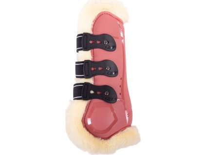 Ochraniacze na ścięgna przednie Ontario QHP, z owczą skórą, para, dusty cedar