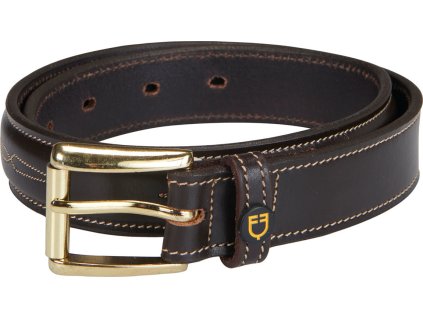Pasek Skórzany Podwójne Szycie Equestro, dark brown