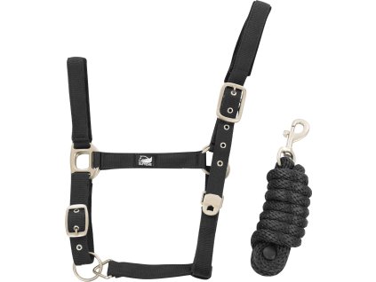 Zestaw Kantar i Uwiąz Nylon Supreme, Czarny