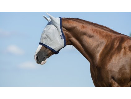 Maska przeciw owadom Amigo, z ochroną uszu, srebrno-granatowa