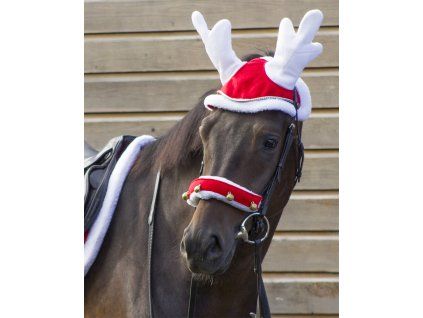 Nauszniki Christmas QHP, czerwone (Rozmiar PONY)