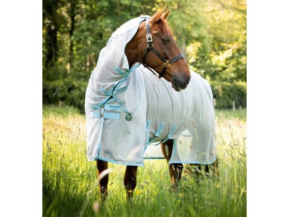 Derka przeciw owadom Amigo AmECO, z częścią na szyję, srebrno-błękitna