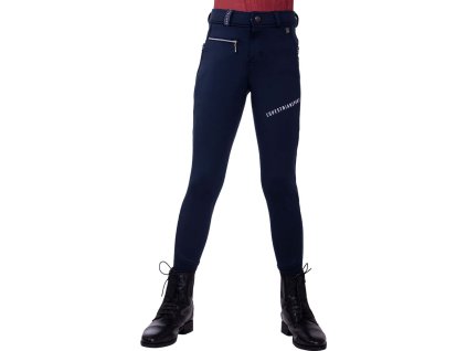 Bryczesy Marlous QHP, z pełnym lejem, zimowe, dziecięce, navy