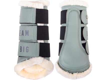 Ujeżdżeniowe ochraniacze na ścięgna Equestrian Dream QHP, z owczą skórą, para, dusty olive