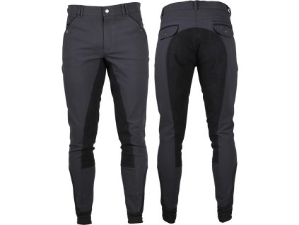 Bryczesy Jack QHP, z pełnym lejem skórzanym, męskie, szare