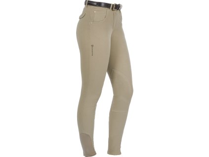 Bryczesy Equestro Race, z naszywkami kolanowymi, damskie, beige