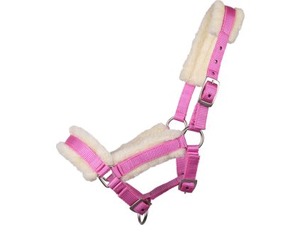 Kantar dla źrebiąt Q-essentials, ze skórą jagnięcą, pink