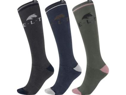 Skarpetki jeździeckie Horse ELT, 3 pary, asphalt/night blue/pebble grey