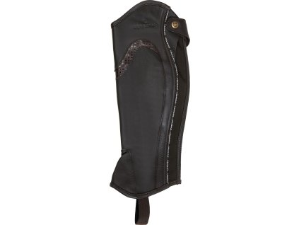 Skórzane minichapsy z lamówką Equestro, brązowe