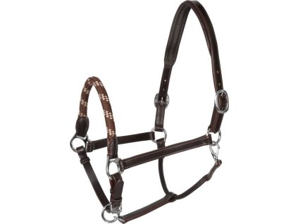 Kantar skórzany ze sznurkowym nachrapnikiem Acavallo, dark brown