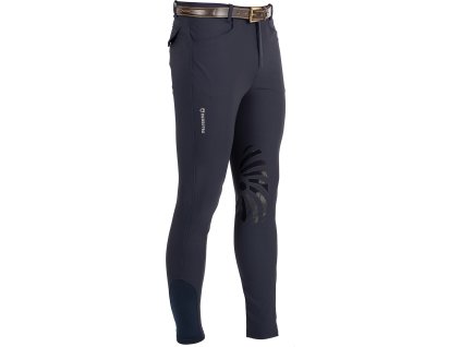Bryczesy Hermes Equestro z gripem kolanowym, męskie, navy