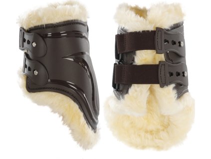 Ochraniacze na tylne pęciny New Evolution Equestro, ze skórą jagnięcą, para, brązowe