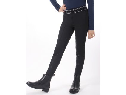 Legginsy jeździeckie Eden QHP, z pełnym lejem, dziecięce, czarne