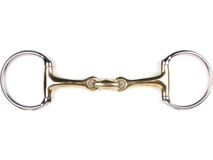 Wędzidło Eggbutt podwójnie łamane German Q-essentials, 17 mm, silver/gold