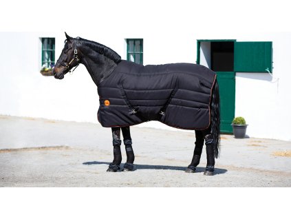 Derka stajenna Rambo Ionic, 200 g, czarna/orange stripe