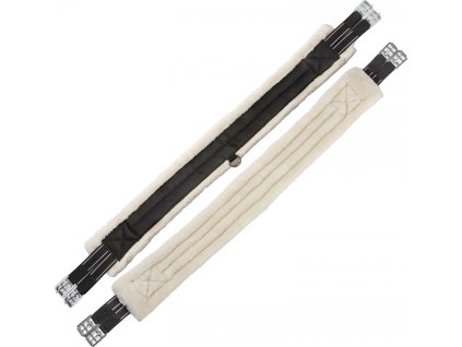 Popręg nylonowy USG, ze skórą jagnięcą, black/beige