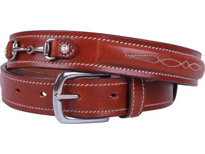 Skórzany pasek Nicki QHP, brązowy (Długość 65 cm)